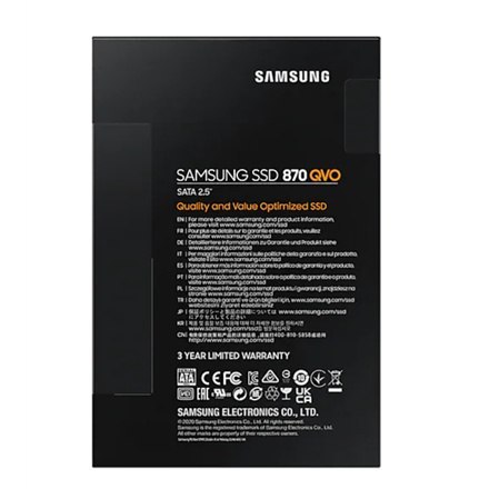 Samsung | SSD | 870 QVO | 1000 GB | Format SSD 2,5" | Interfejs SSD SATA III | Prędkość odczytu 560 MB/s | Prędkość zapisu 530 M