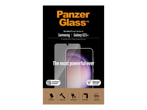 PanzerGlass Screen Protector Samsung Galaxy S23+, Ultra-Wide fit W. Easyaligner | PanzerGlass