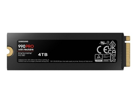 Samsung | 990 PRO z radiatorem | 4000 GB | Format SSD M.2 2280 | Interfejs SSD M.2 NVME | Prędkość odczytu 7450 MB/s | Prędkość