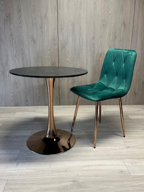 Stół okrągły VICTORY BLACK WOOD 70 cm COPPER