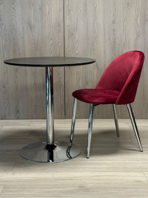 Stół okrągły VICTORY BLACK WOOD 70 cm SILVER