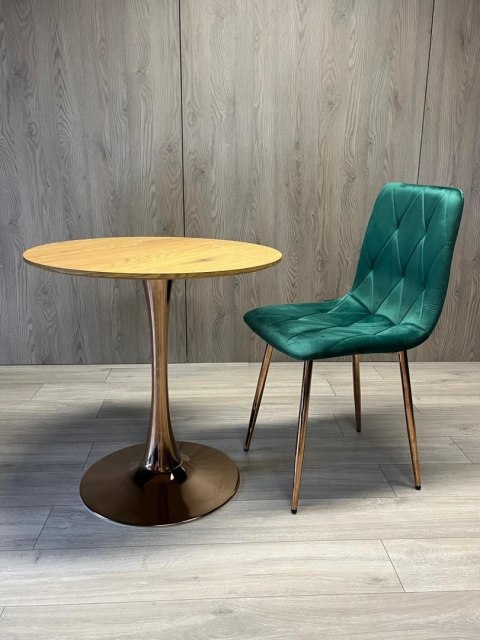 Stół okrągły VICTORY DARK WOOD 70 cm COPPER