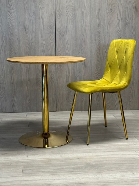 Stół okrągły VICTORY DARK WOOD 70 cm GOLD