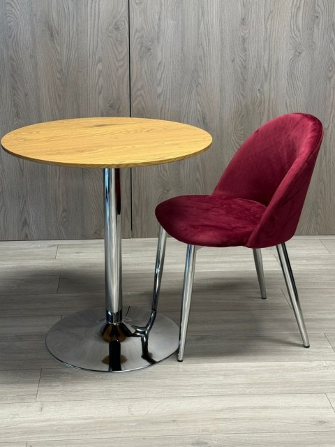 Stół okrągły VICTORY DARK WOOD 70 cm SILVER