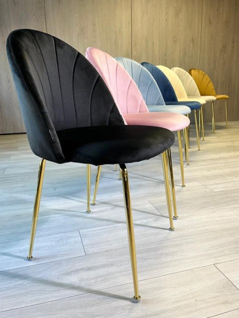 Krzesło tapicerowane CAMILA BLACK VELVET GOLD