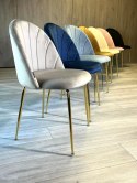Krzesło tapicerowane CAMILA GREY VELVET GOLD