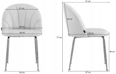 Krzesło tapicerowane CAMILA GREY VELVET GOLD