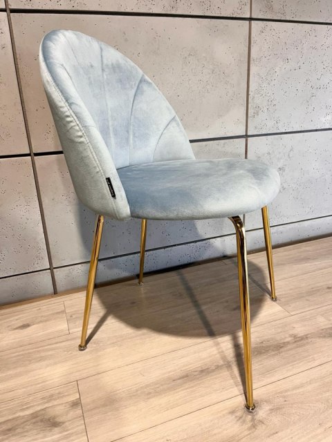 Krzesło tapicerowane CAMILA LIGHT BLUE VELVET GOLD