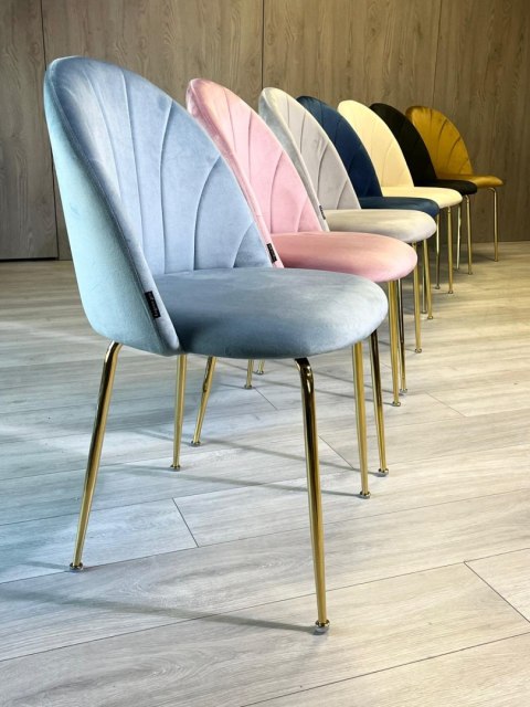 Krzesło tapicerowane CAMILA LIGHT BLUE VELVET GOLD