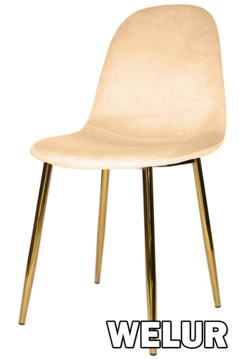 Krzesło tapicerowane GIULIA IVORY VELVET GOLD OUTLET