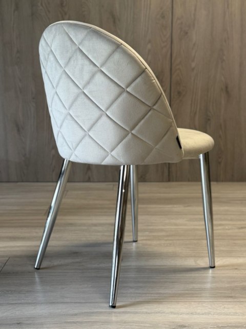 Krzesło tapicerowane GLORIA LIGHT GREY VELVET SILVER