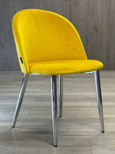 Krzesło tapicerowane GLORIA MUSTARD VELVET SILVER