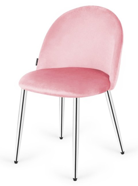 Krzesło tapicerowane GLORIA PINK VELVET SILVER