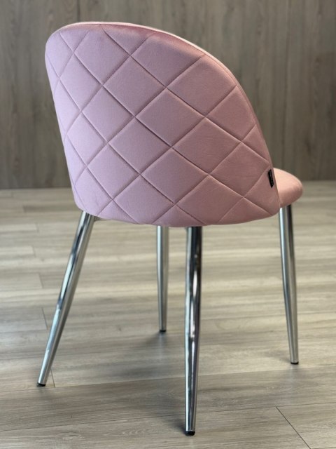 Krzesło tapicerowane GLORIA PINK VELVET SILVER
