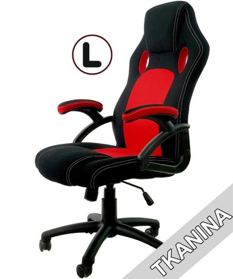 Fotel obrotowy do biurka CARRERA L RED FABRIC