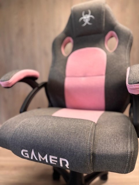 Fotel obrotowy do biurka CARRERA M STONE GREY + PINK FABRIC II GATUNEK