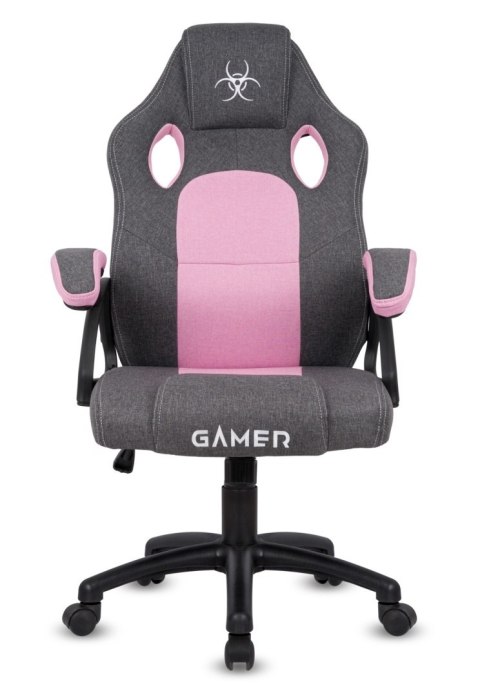 Fotel obrotowy do biurka CARRERA M STONE GREY + PINK FABRIC