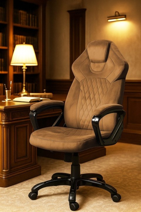 Fotel obrotowy do biurka SPIDER BROWN ALCANTARA