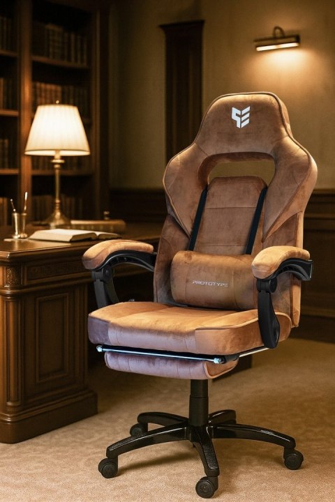 Fotel obrotowy do biurka TITAN BROWN ALCANTARA PRO