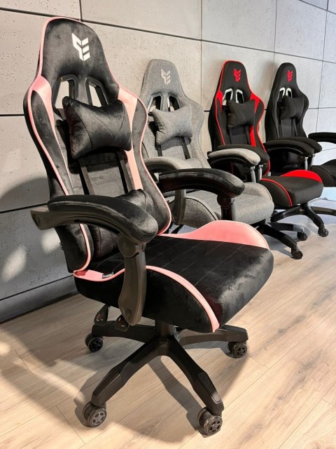 Fotel obrotowy gamingowy ENZO XL BLACK PINK ALCANTARA