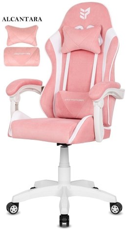 Fotel obrotowy gamingowy ENZO XL PINK + WHITE ALCANTARA ICE