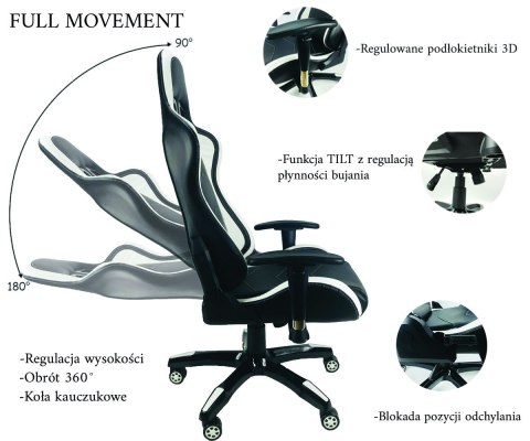 Fotel obrotowy gamingowy GTS GREY PRO-XL