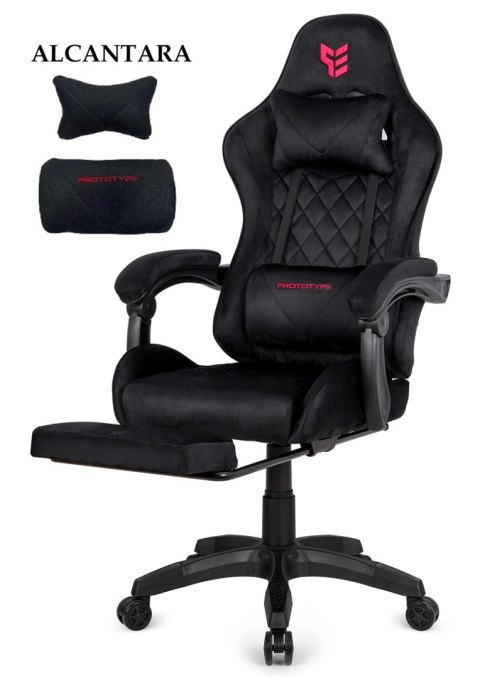 Fotel obrotowy gamingowy XL POKER PRO BLACK ALCANTARA OUTLET