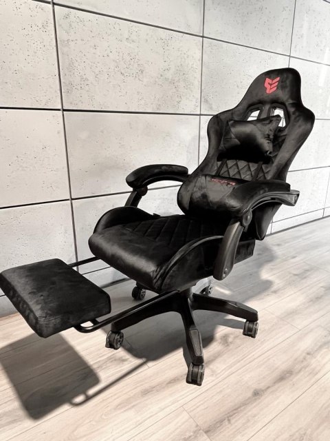 Fotel obrotowy gamingowy XL POKER PRO BLACK ALCANTARA OUTLET