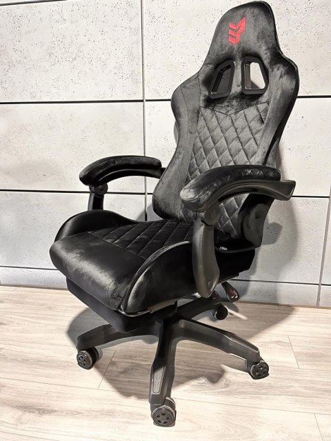 Fotel obrotowy gamingowy XL POKER PRO BLACK ALCANTARA OUTLET