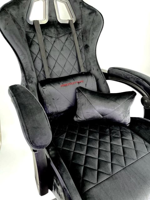 Fotel obrotowy gamingowy XL POKER PRO BLACK ALCANTARA OUTLET