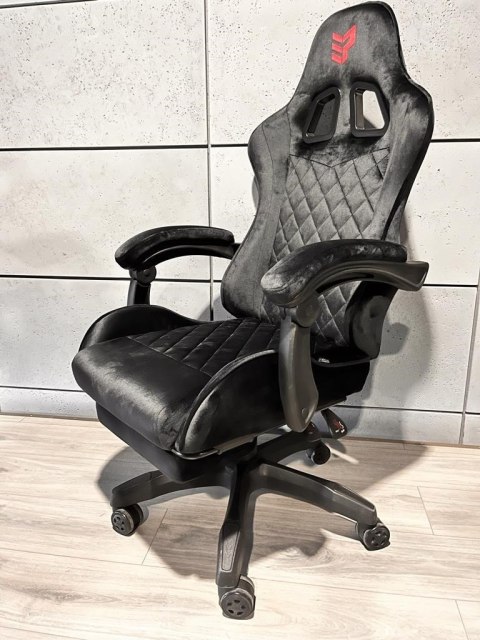 Fotel obrotowy gamingowy XL POKER PRO BLACK ALCANTARA