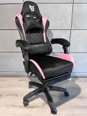 Fotel obrotowy gamingowy XL POKER PRO BLACK + PINK ALCANTARA