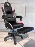 Fotel obrotowy gamingowy XL POKER PRO BLACK + PINK ALCANTARA
