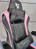 Fotel obrotowy gamingowy XL POKER PRO BLACK + PINK ALCANTARA