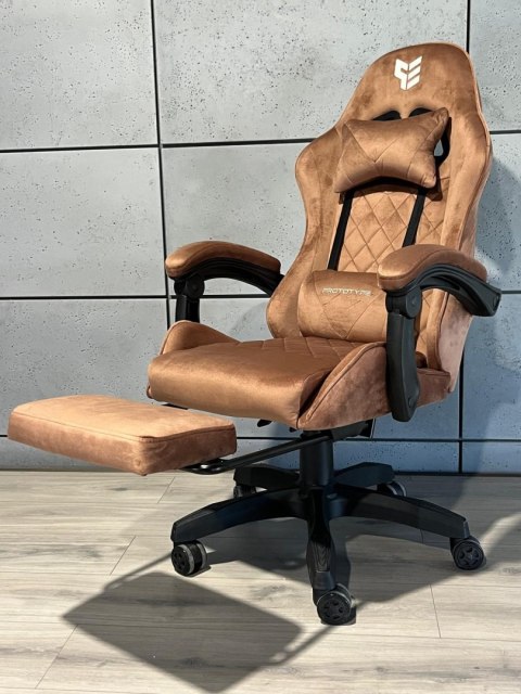 Fotel obrotowy gamingowy XL POKER PRO BROWN ALCANTARA