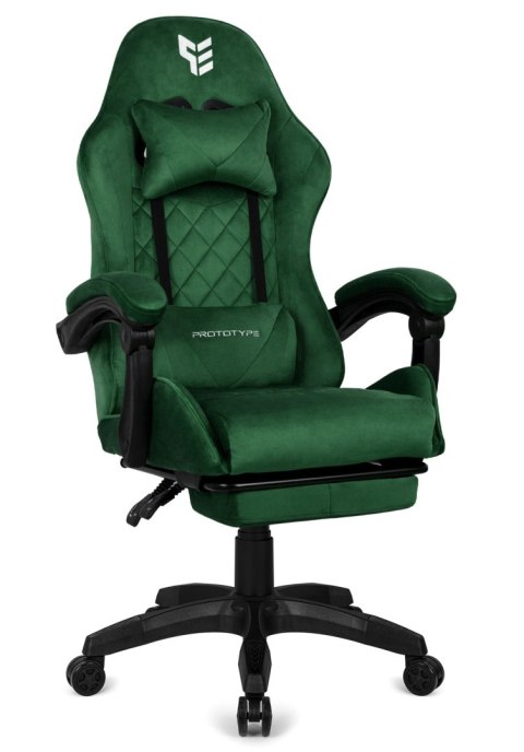 Fotel obrotowy gamingowy XL POKER PRO DARK GREEN ALCANTARA OUTLET