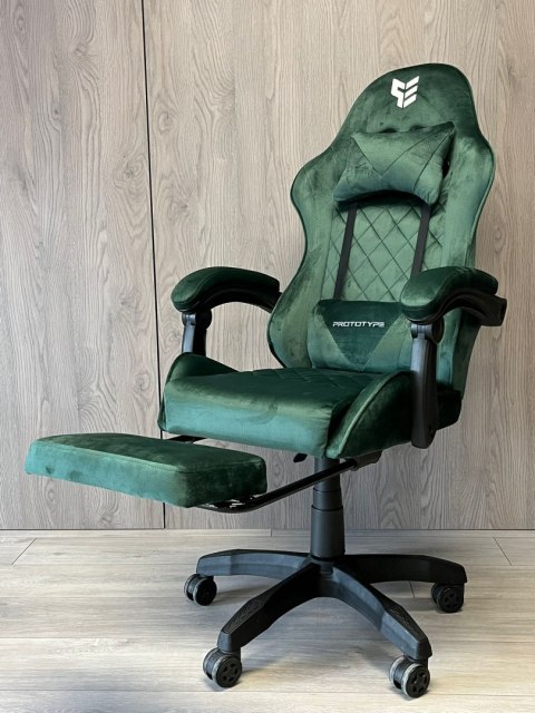 Fotel obrotowy gamingowy XL POKER PRO DARK GREEN ALCANTARA OUTLET