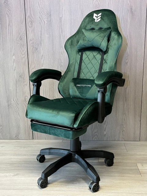 Fotel obrotowy gamingowy XL POKER PRO DARK GREEN ALCANTARA OUTLET