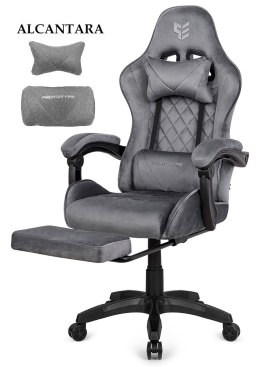 Fotel obrotowy gamingowy XL POKER PRO GREY ALCANTARA