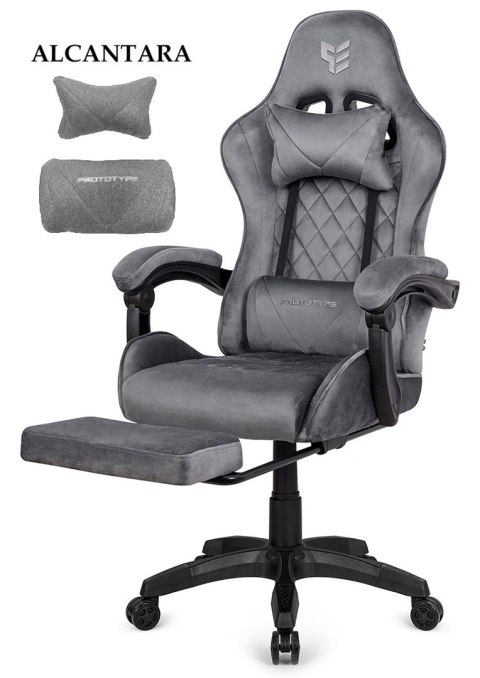 Fotel obrotowy gamingowy XL POKER PRO GREY ALCANTARA