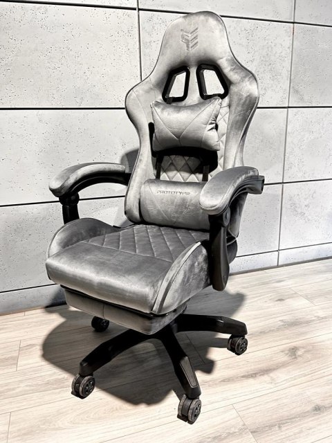 Fotel obrotowy gamingowy XL POKER PRO GREY ALCANTARA