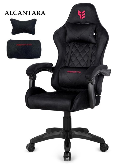 Fotel obrotowy gamingowy XL POKER ST BLACK ALCANTARA