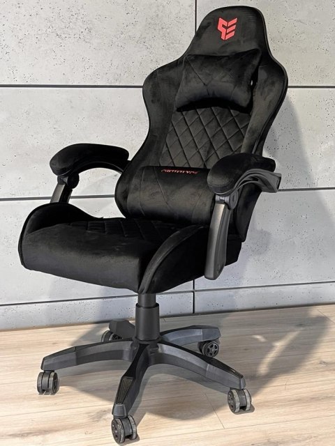 Fotel obrotowy gamingowy XL POKER ST BLACK ALCANTARA