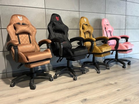 Fotel obrotowy gamingowy XL POKER ST BLACK ALCANTARA