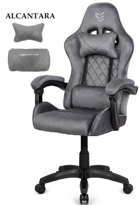 Fotel obrotowy gamingowy XL POKER ST GREY ALCANTARA