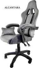 Fotel obrotowy gamingowy XL POKER ST GREY ALCANTARA