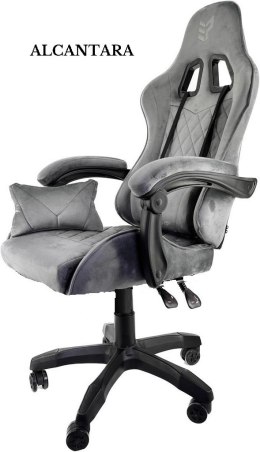 Fotel obrotowy gamingowy XL POKER ST GREY ALCANTARA