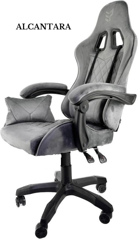 Fotel obrotowy gamingowy XL POKER ST GREY ALCANTARA