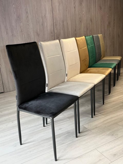 Krzesła tapicerowane Zestaw 4 VALVA DUO BLACK VELVET