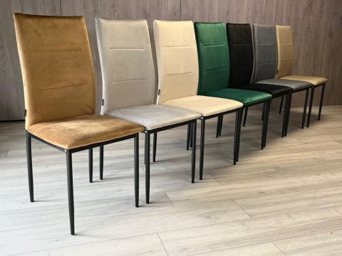 Krzesła tapicerowane Zestaw 4 VALVA DUO VELVET BROWN